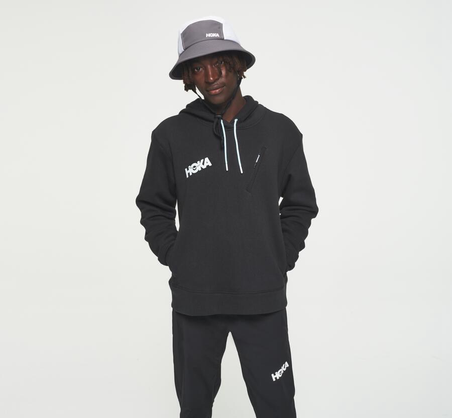 Sweat À Capuche Hoka One One Performance Homme - Noir - EVR-827539